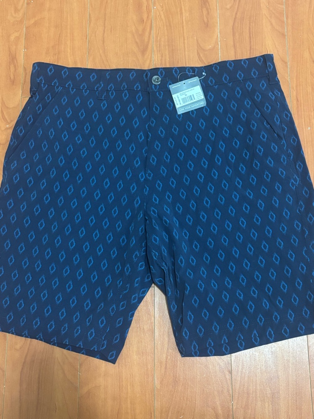 Eddie Bauer Navy Blue Diamond-Print Casual Shorts